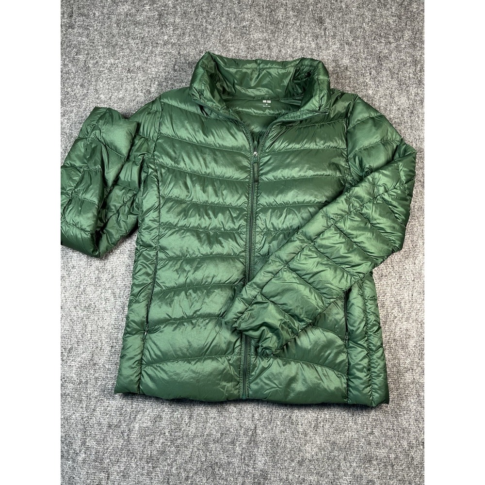 Uniqlo Down Puffer Jacket Womens Medium Green Lighweight‎ Insulated Hoodie
